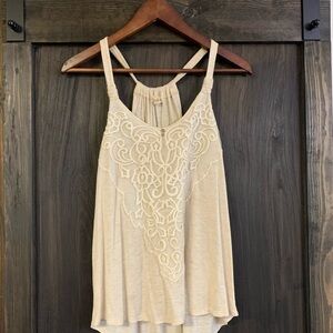 Rewind Cream Embroidered Lace-Front Camisole